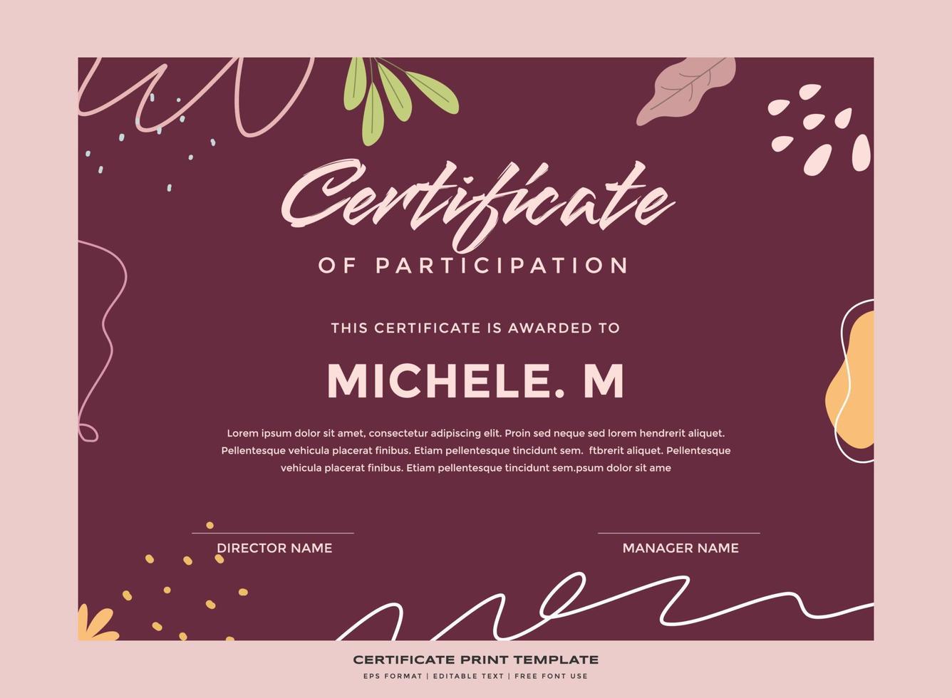 Abstract nature certificate print template premium vector