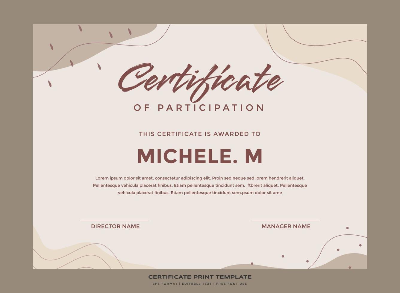 Abstract nature certificate print template premium vector