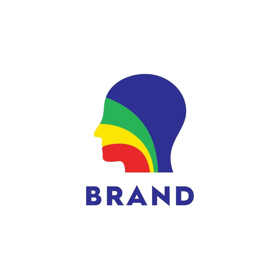 head with colorful lines for logo premium vector