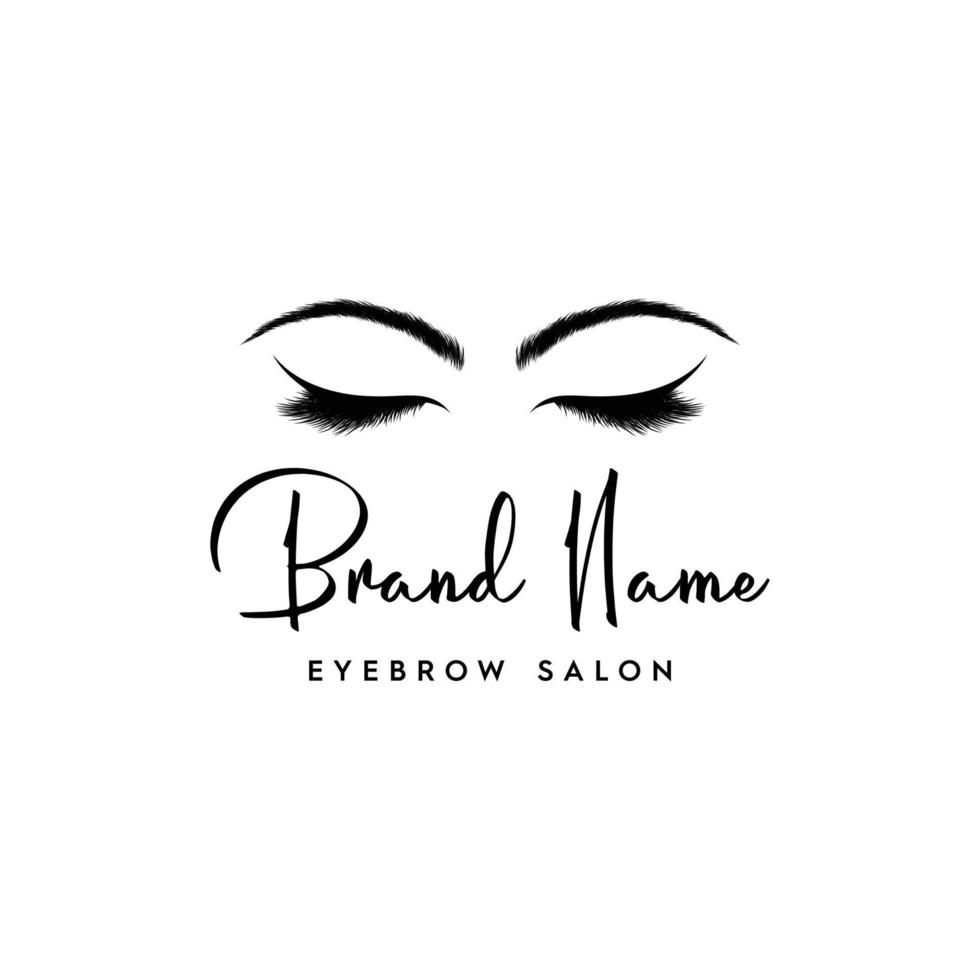 salón de cejas de mujer hermosa para vector de logotipo premium