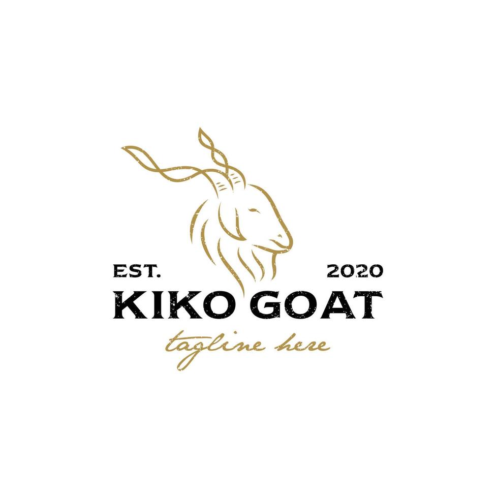 illustration of goat line with long horns for logo premium vector