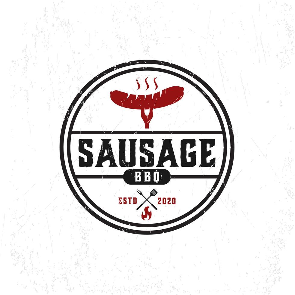 barbeque logo template with sausage grill vector