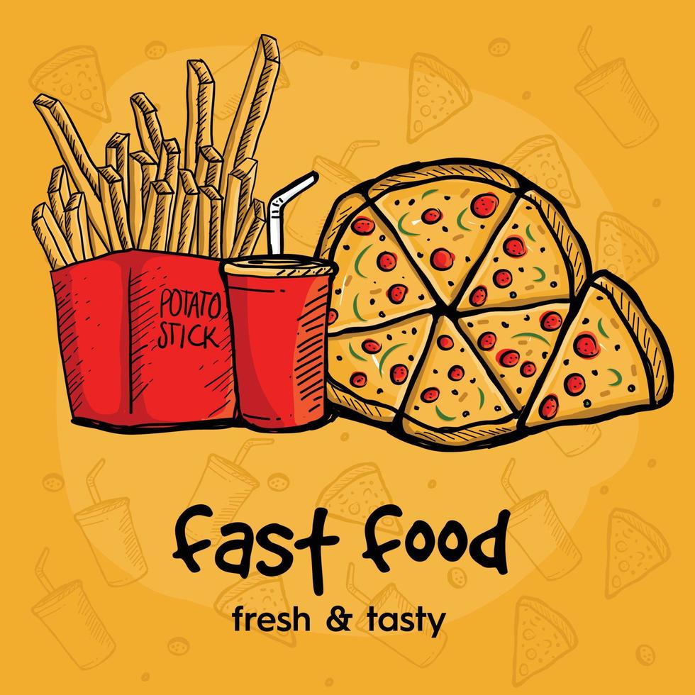 Hand drawn background fast food vector