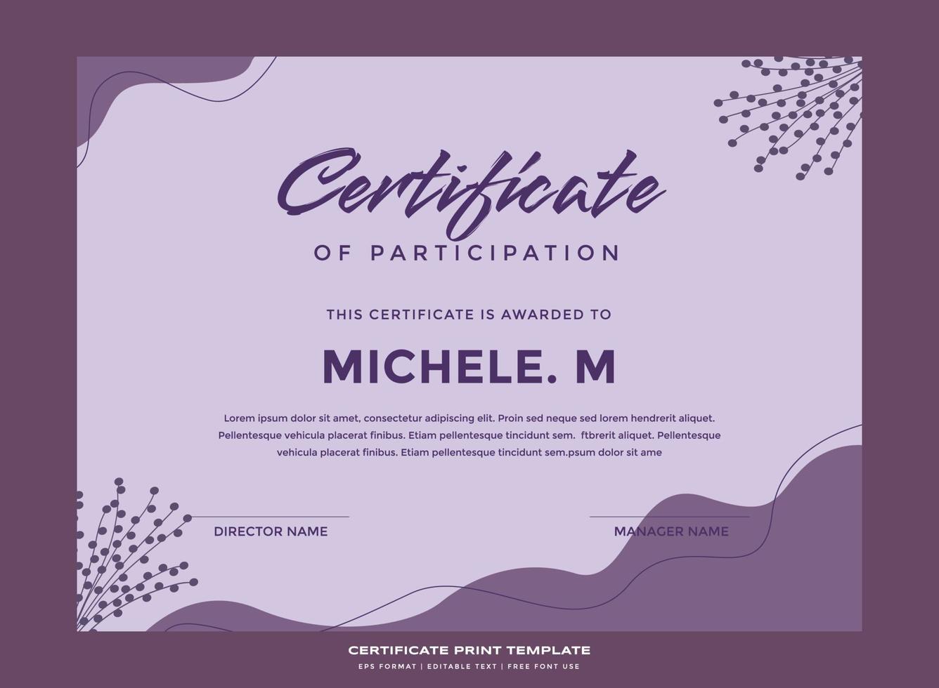 Abstract nature certificate print template premium vector