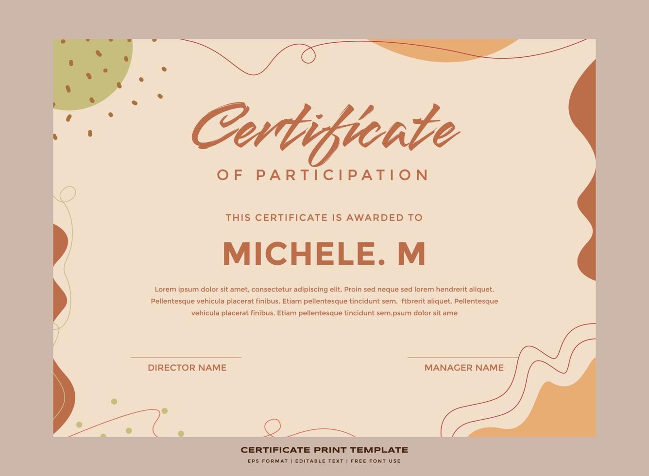 Abstract nature certificate print template premium vector