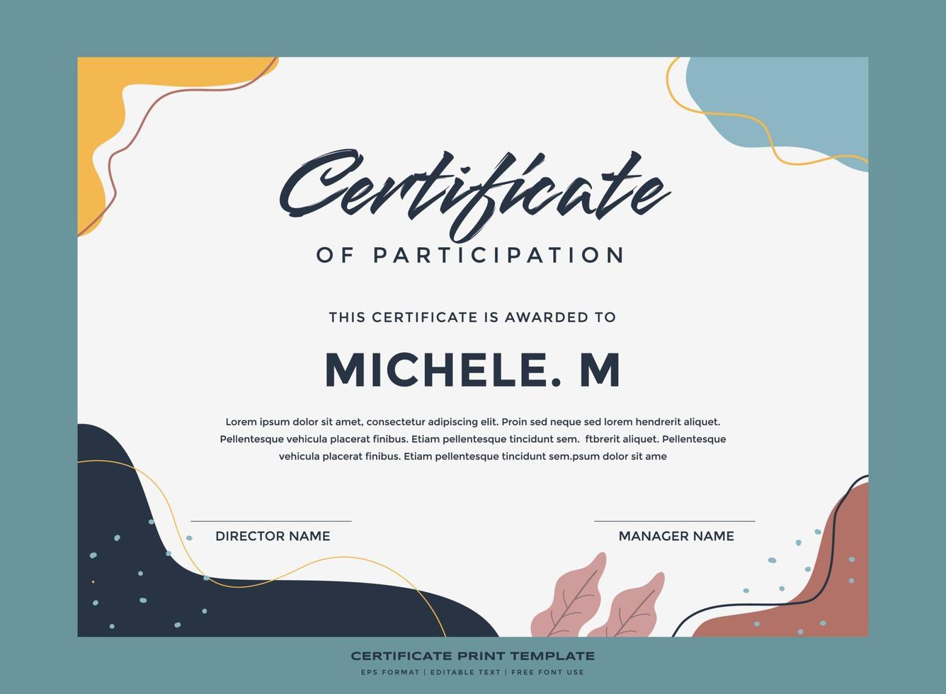 Abstract nature certificate print template premium vector