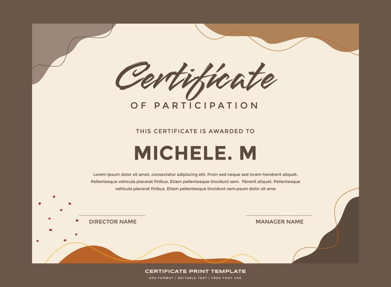 Abstract nature certificate print template premium vector