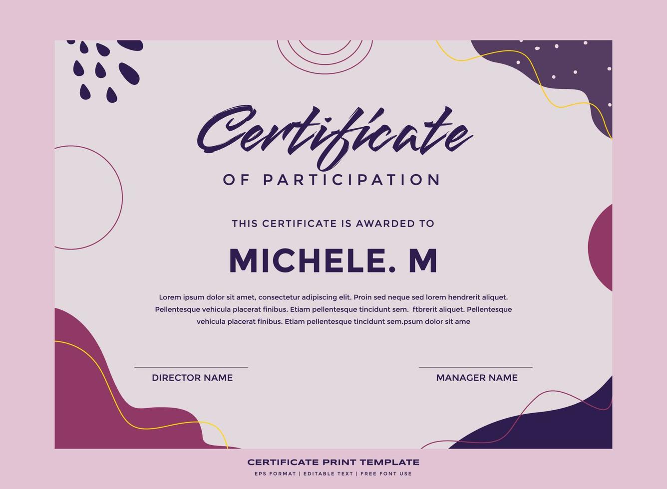 Abstract nature certificate print template premium vector