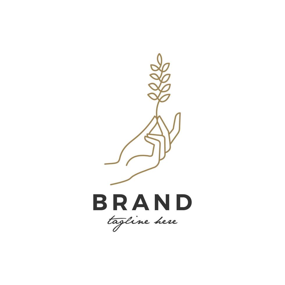 illustration logo vector graphics of hands holding tree trunks, good for natural beauty logos