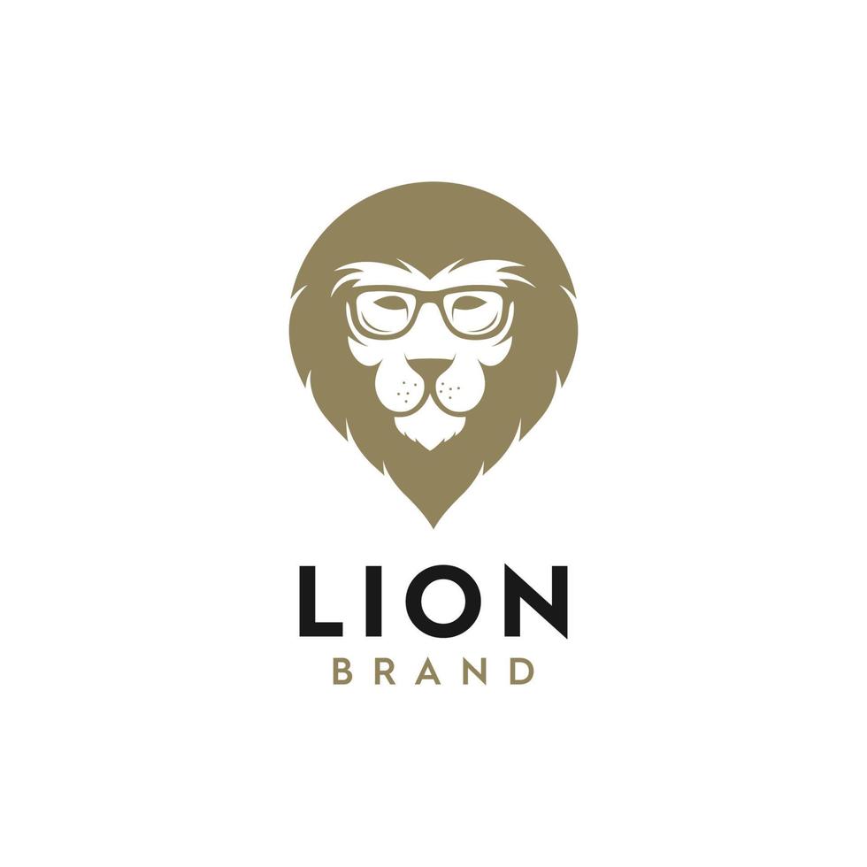 illustration logo vector graphic of lion's head with glasses