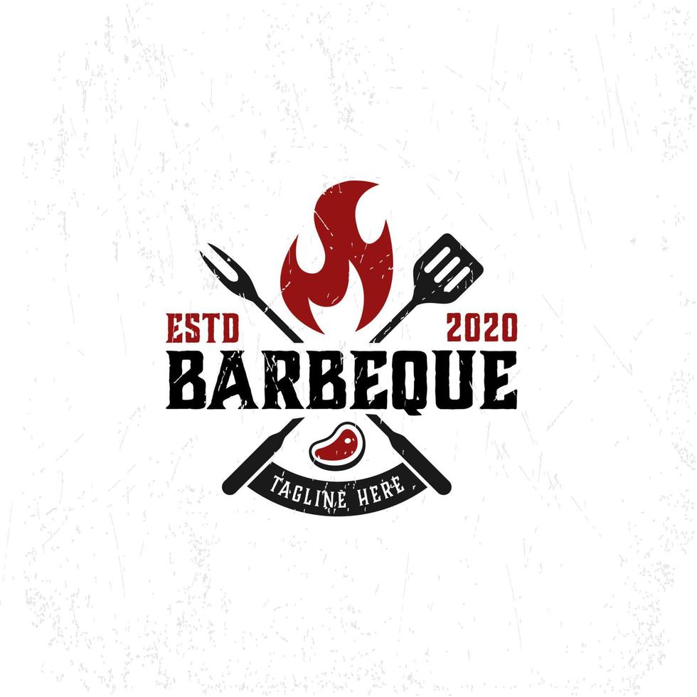 barbeque logo template with flame vector