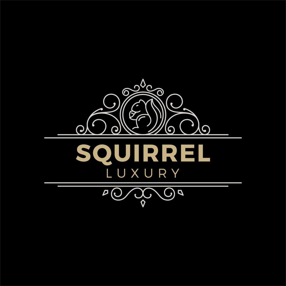 illustration logo vector graphics of squirrel in a luxury line style, good for furniture logos or animal logos