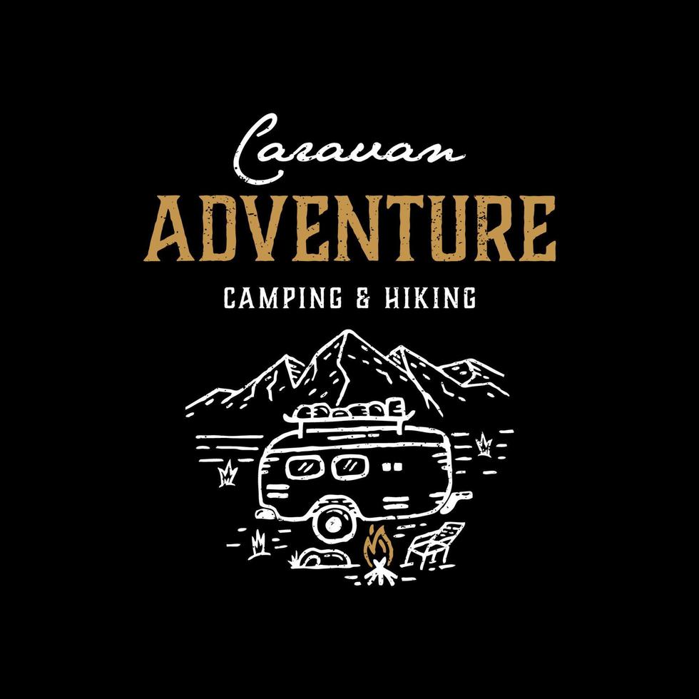 logotipo de ilustración gráficos vectoriales de aventura en una caravana, bueno para logotipos de aventura vector