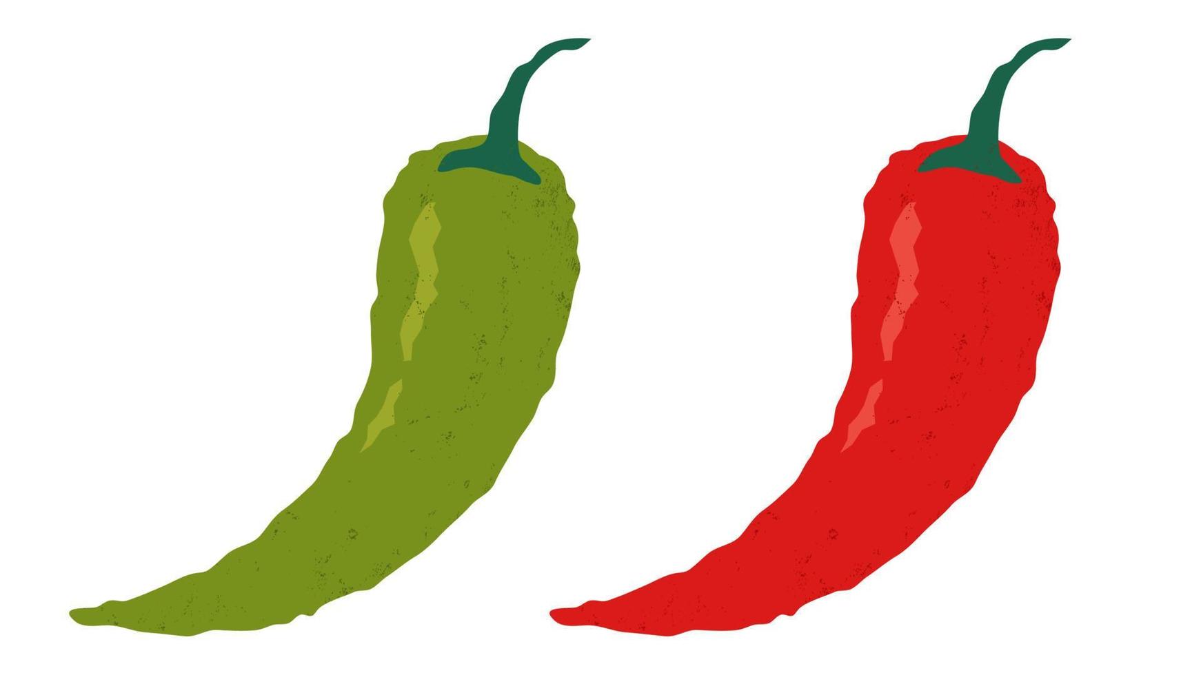 Vector set icons of red chili peppers.