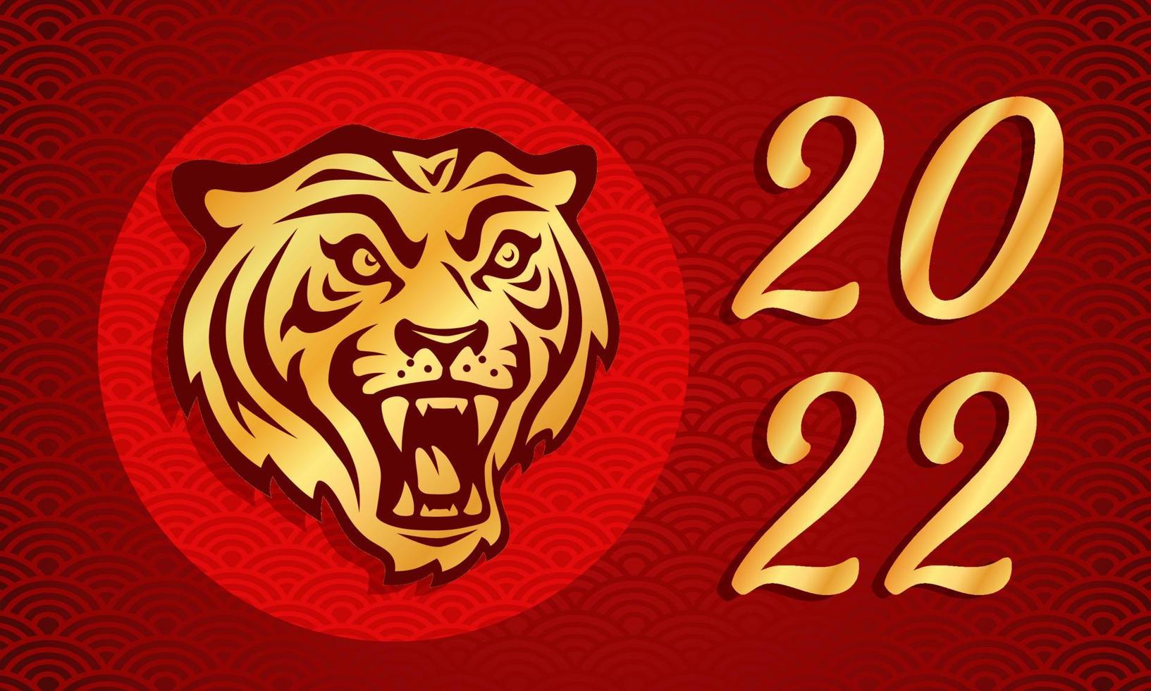 Vector poster with tiger head for Chinese new year.