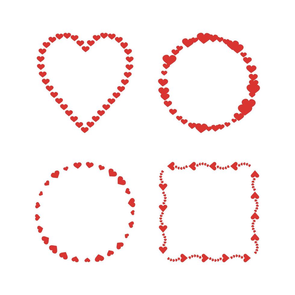 Flat frames made of hearts set vector