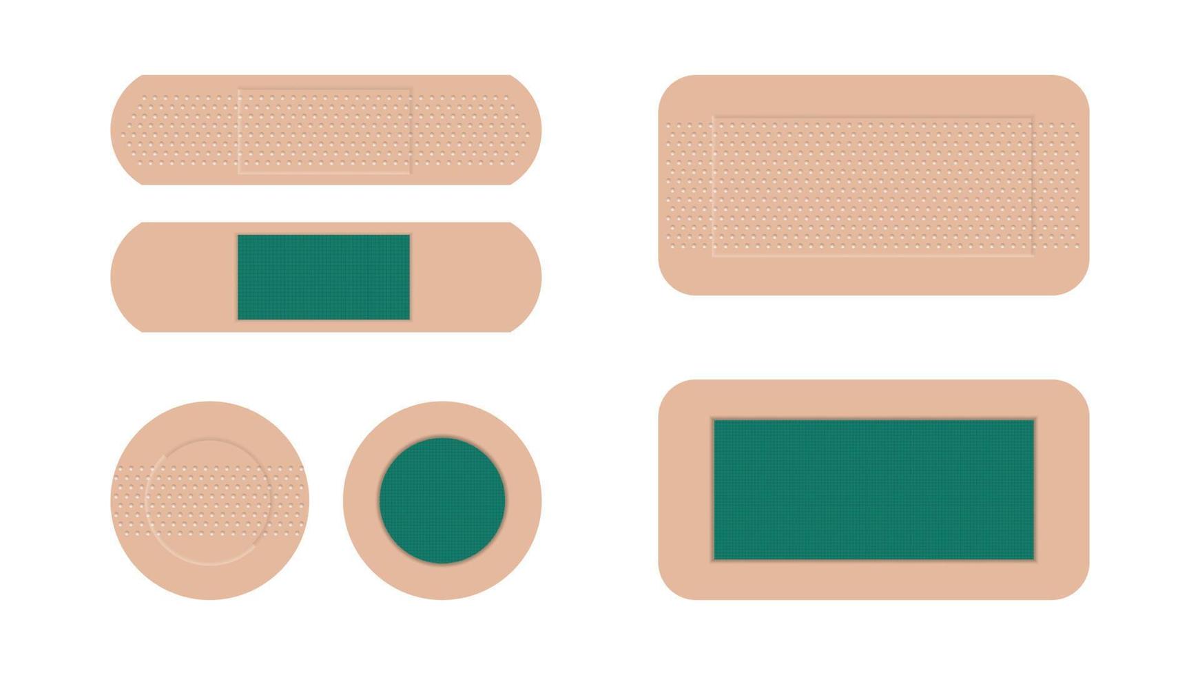 Bactericidal adhesive plaster of various shapes set vector