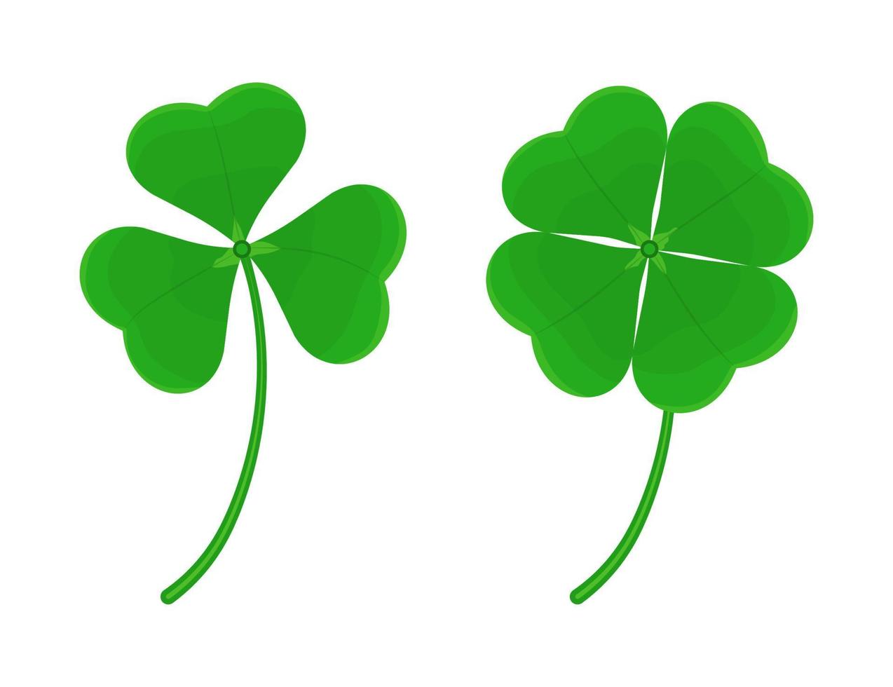 Clover with three and four leaves. Good luck symbol. vector