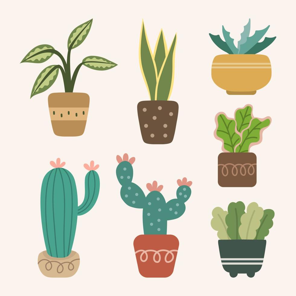 Collection of house plant vector flat