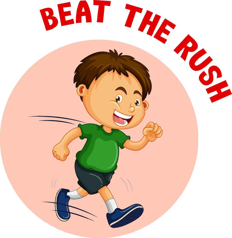 English idiom with picture description for beat the rush vector