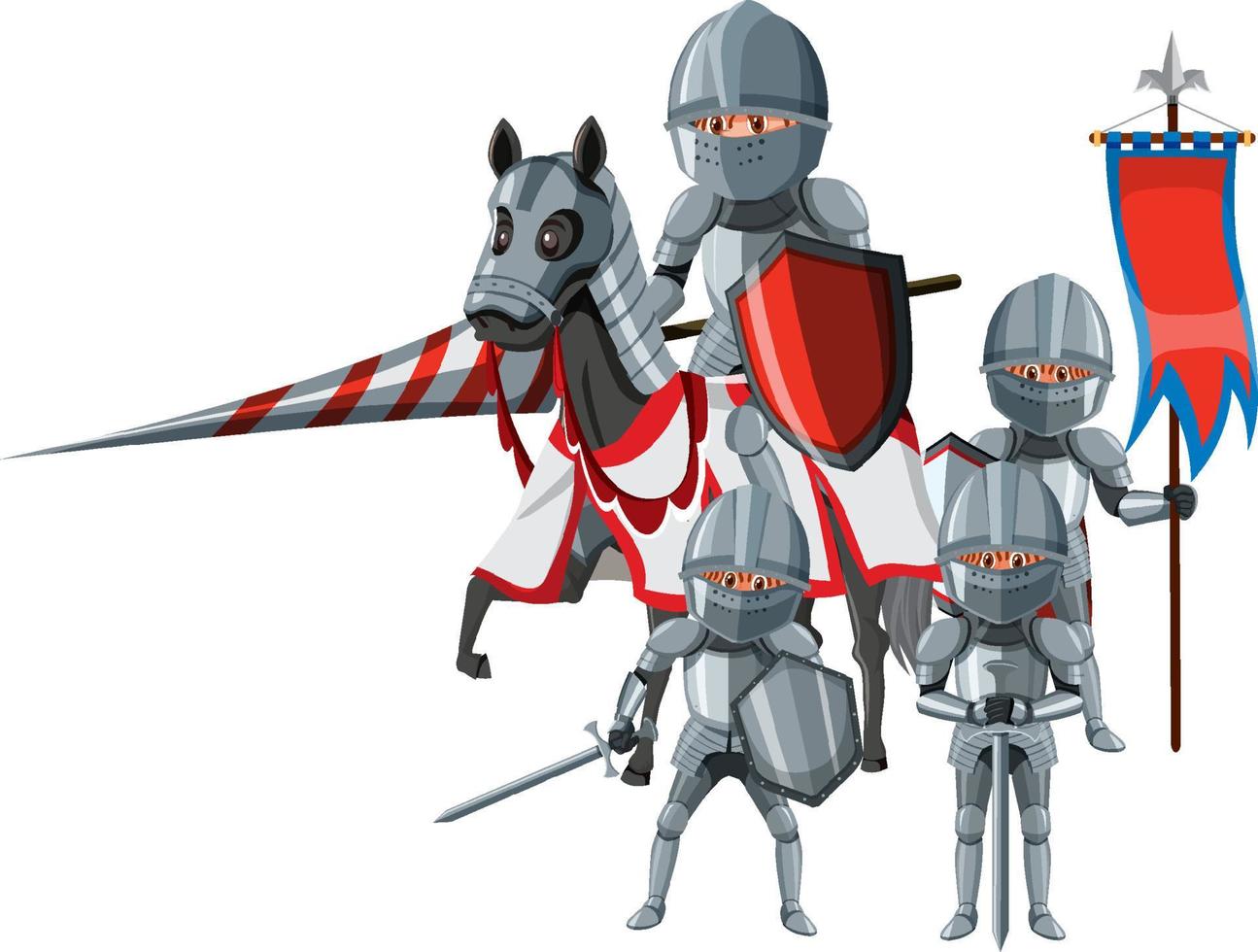 Medieval knights group on white background vector