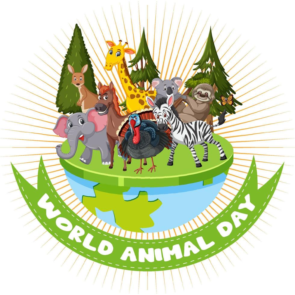 World Animal Day banner with wild animals vector