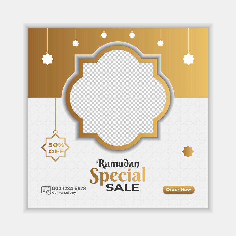 Ramadan Sale Banner social media post Template with Background vector