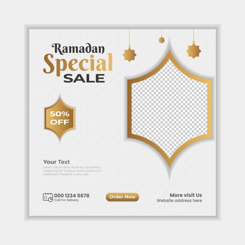 Ramadan Sale Banner social media post Template with Background vector