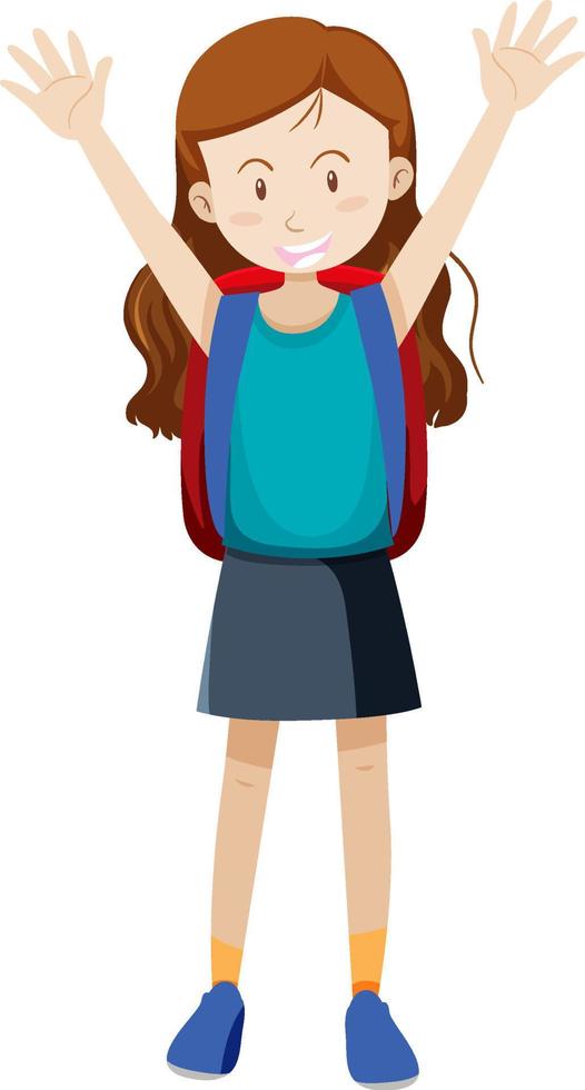 A traveller girl waving hands in cartoon style vector