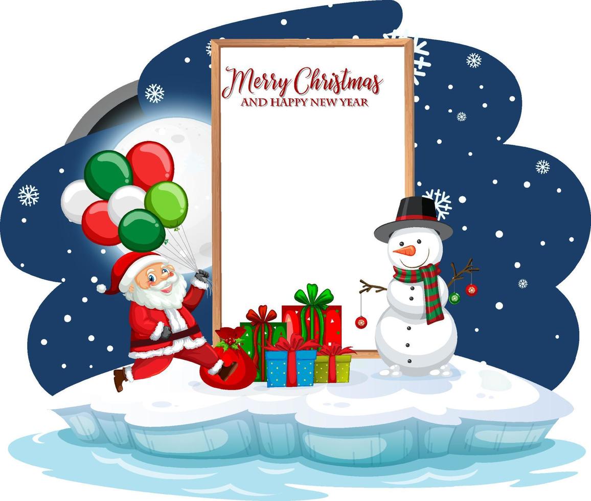 Empty banner with Santa Claus and snowman vector