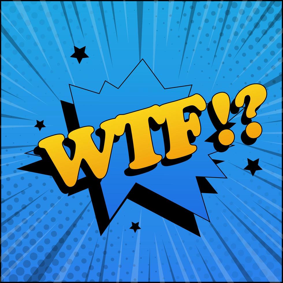 Comic lettering WTF on white background - Vector