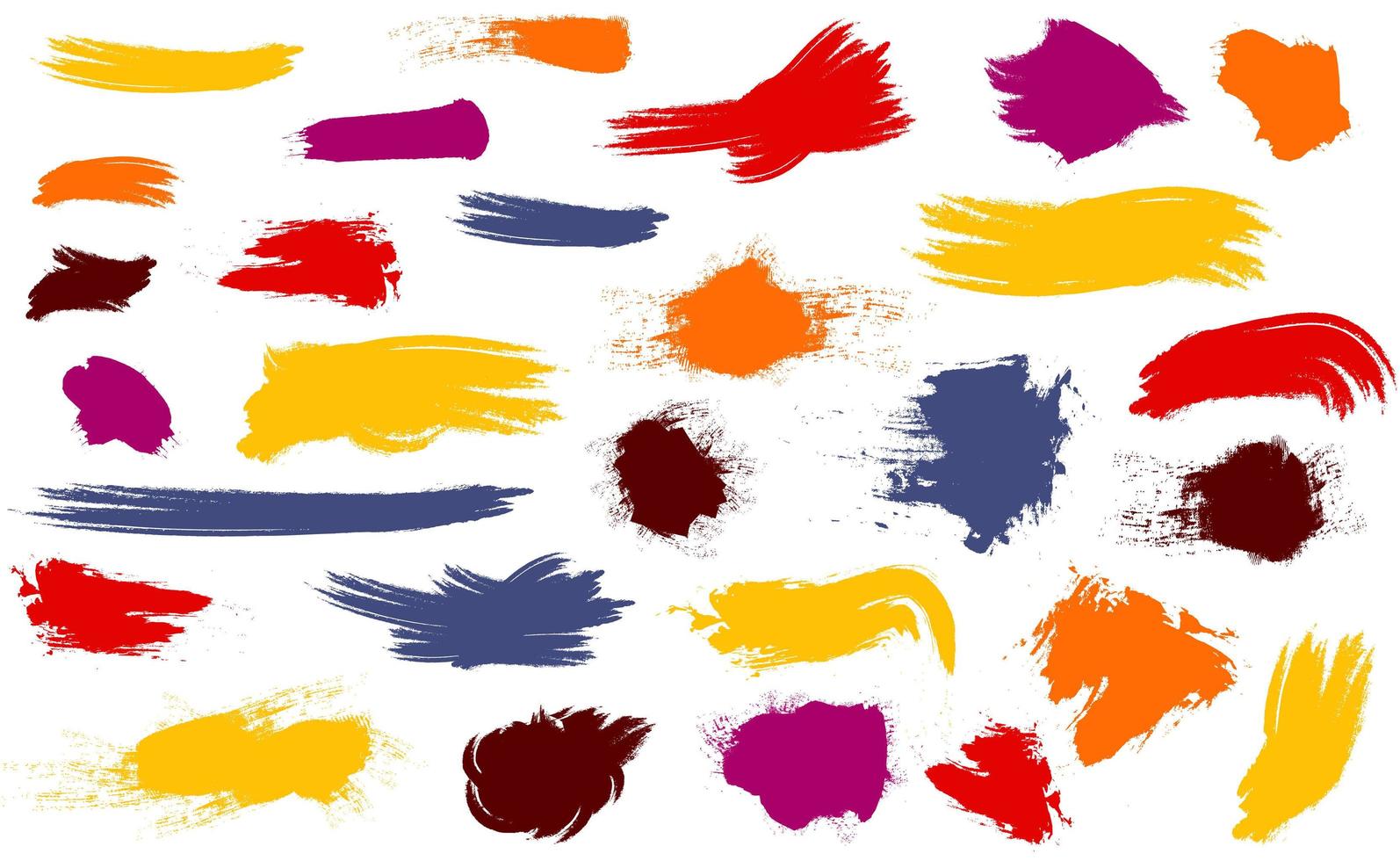 Set of different strokes of colored paint on a white background - Vector