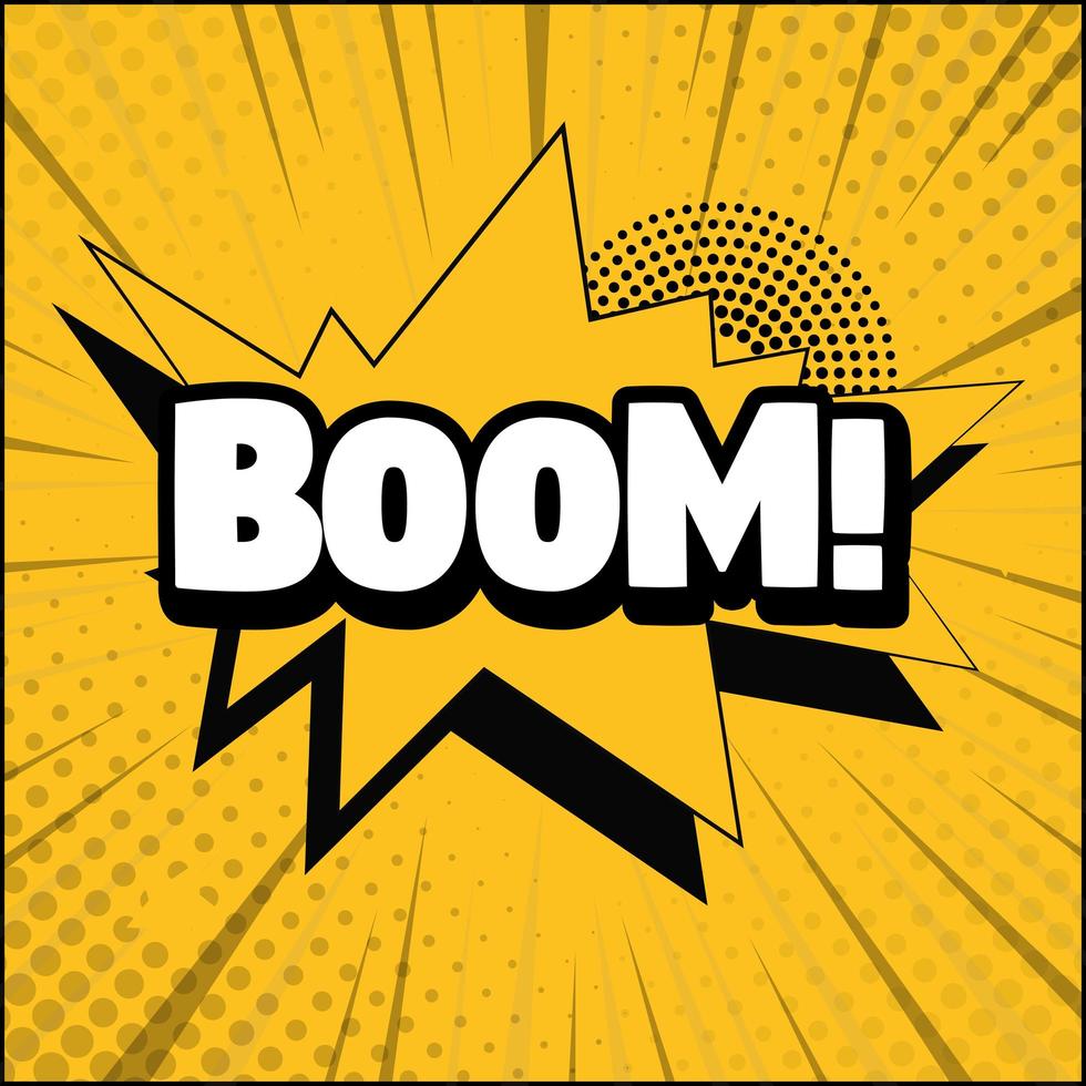 boom de letras cómicas sobre fondo blanco - vector