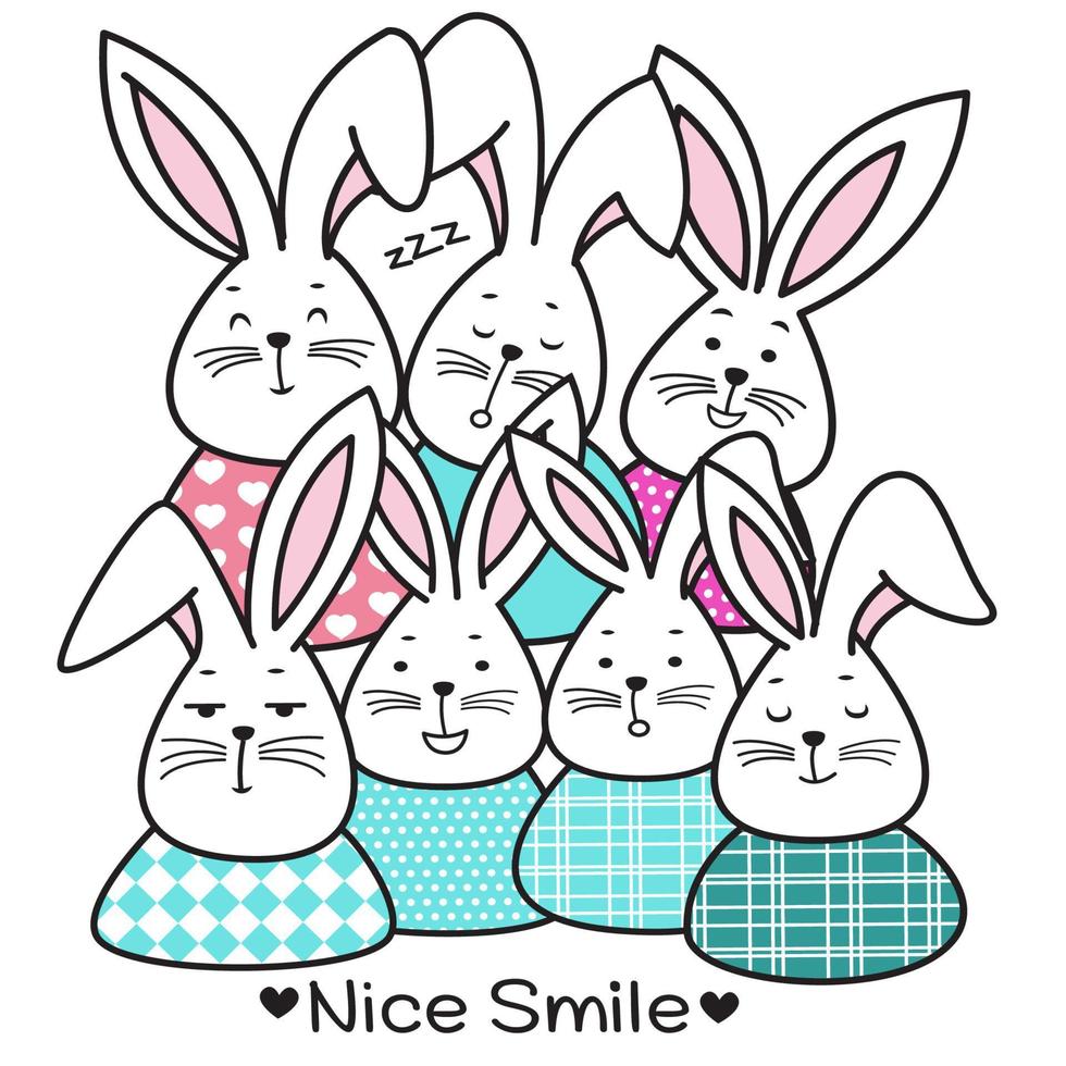Cute cartoon of a group of rabbits vector