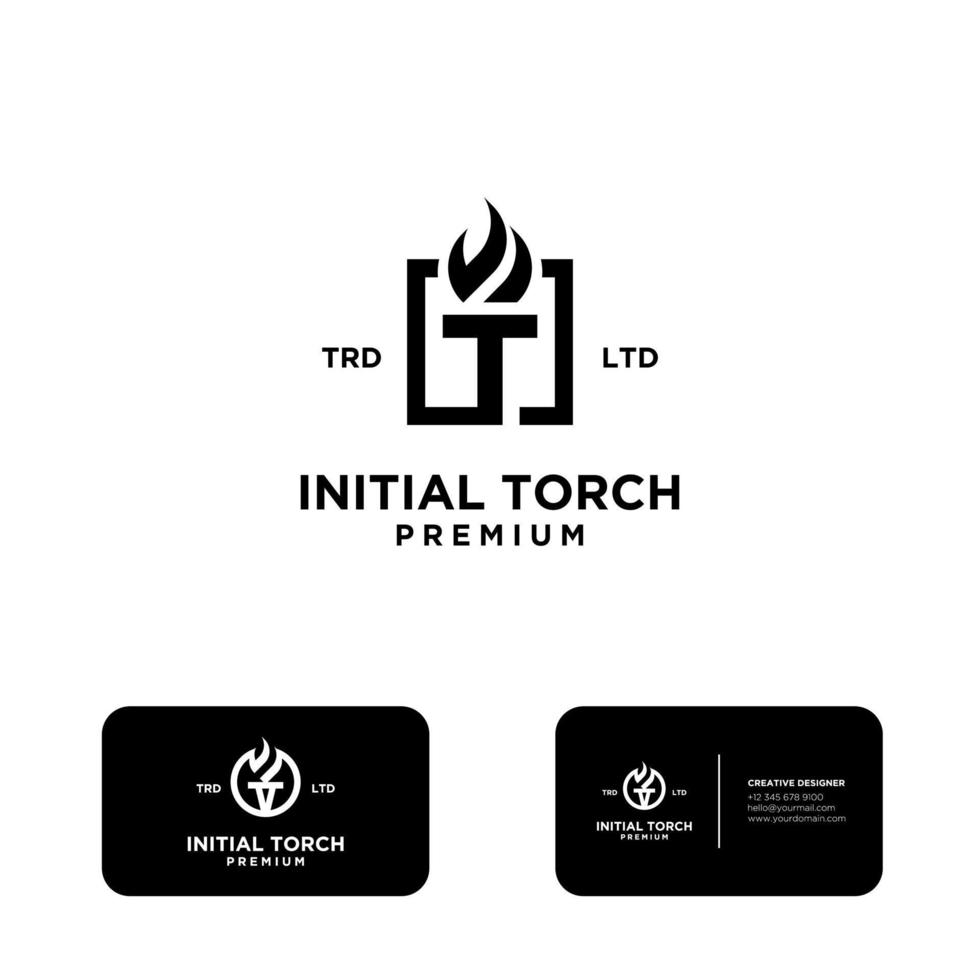 initial t Torch Logo vector symbol illustration design