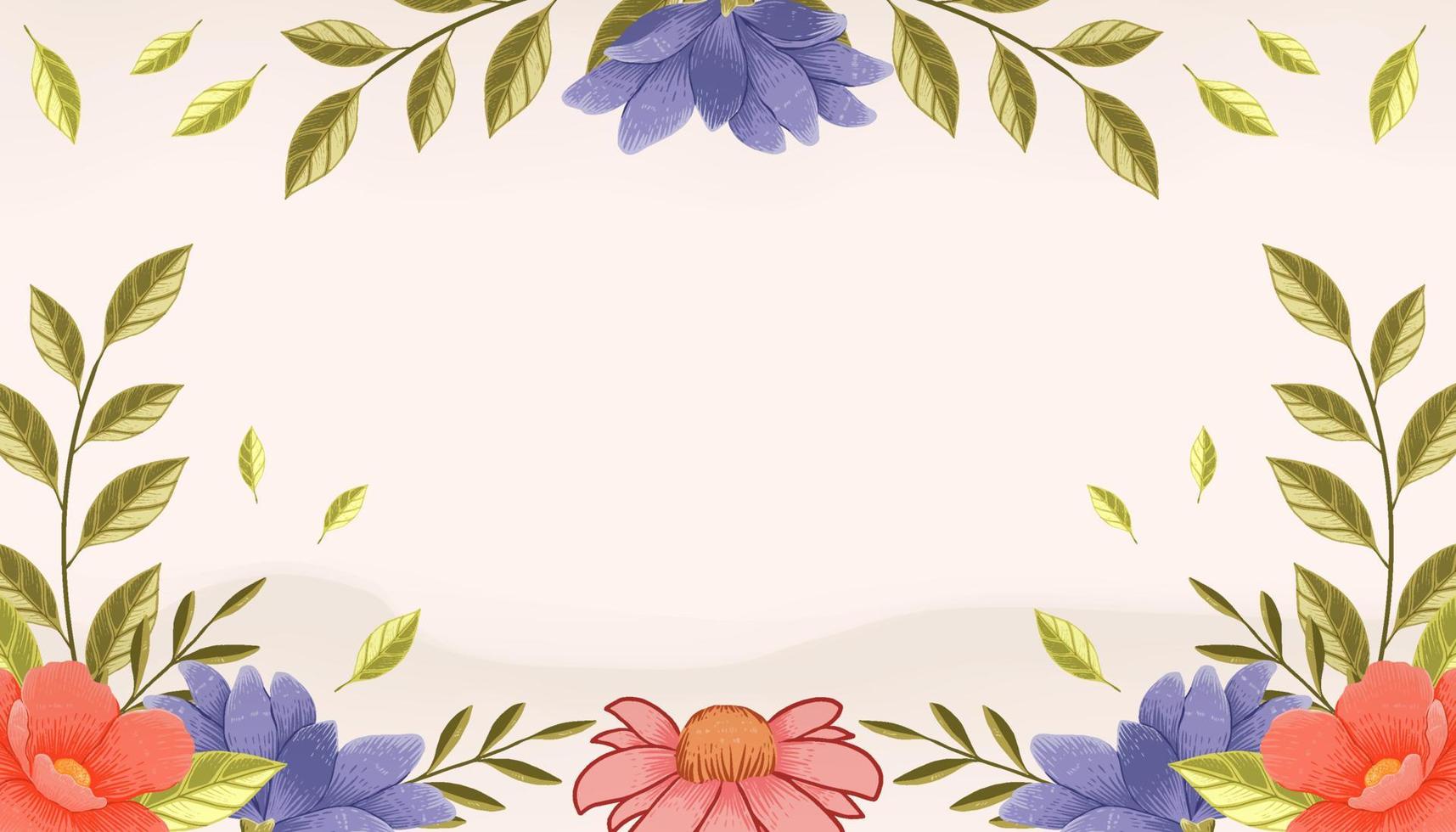 dibujado a mano floral y hojas ilustración diseño de fondo vector