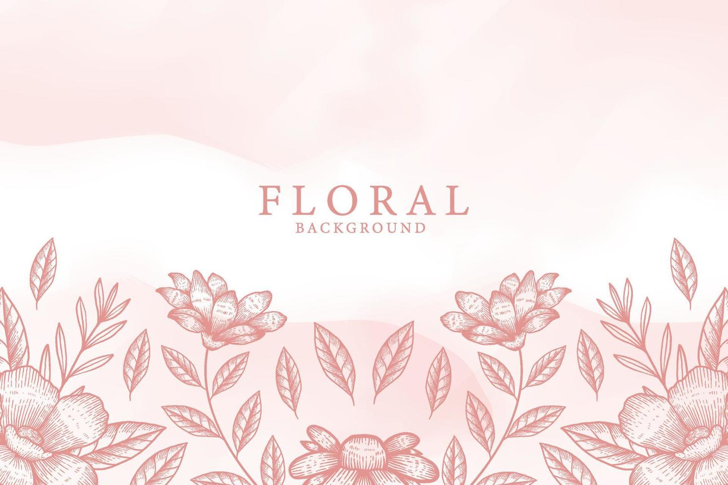 engraving style hand drawn floral illustration background vector