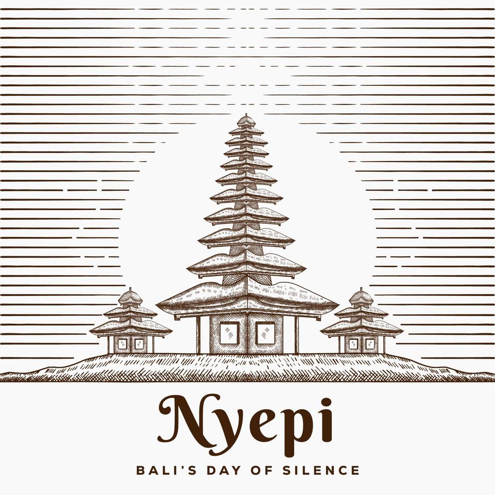 diseño de ilustración del día del silencio de nyepi bali dibujado a mano vector