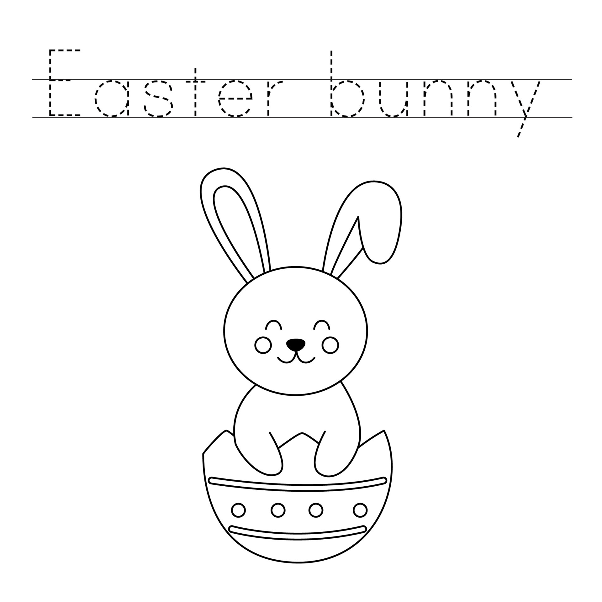 Trace the letters and color Easter bunny. Handwriting practice for kids