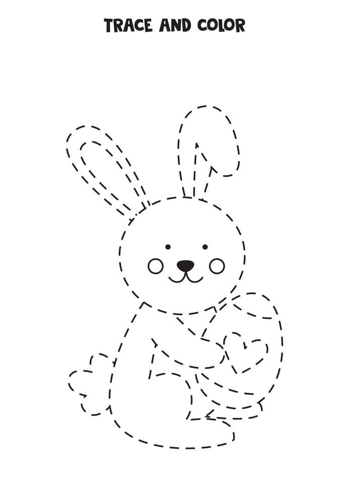 Trace and color cute Easter rabbit. Worksheet for children. 5598072