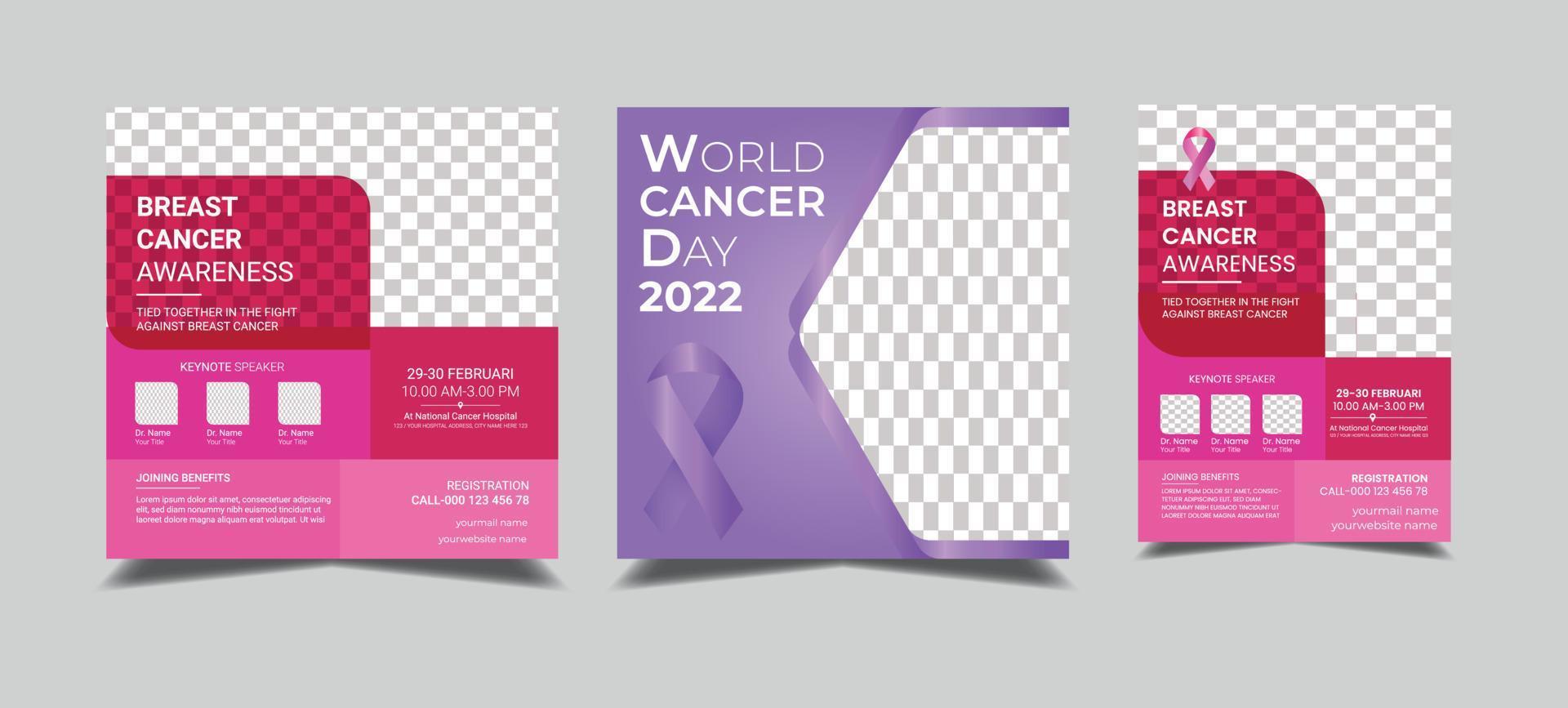 world cancer day web banner and flyer vector