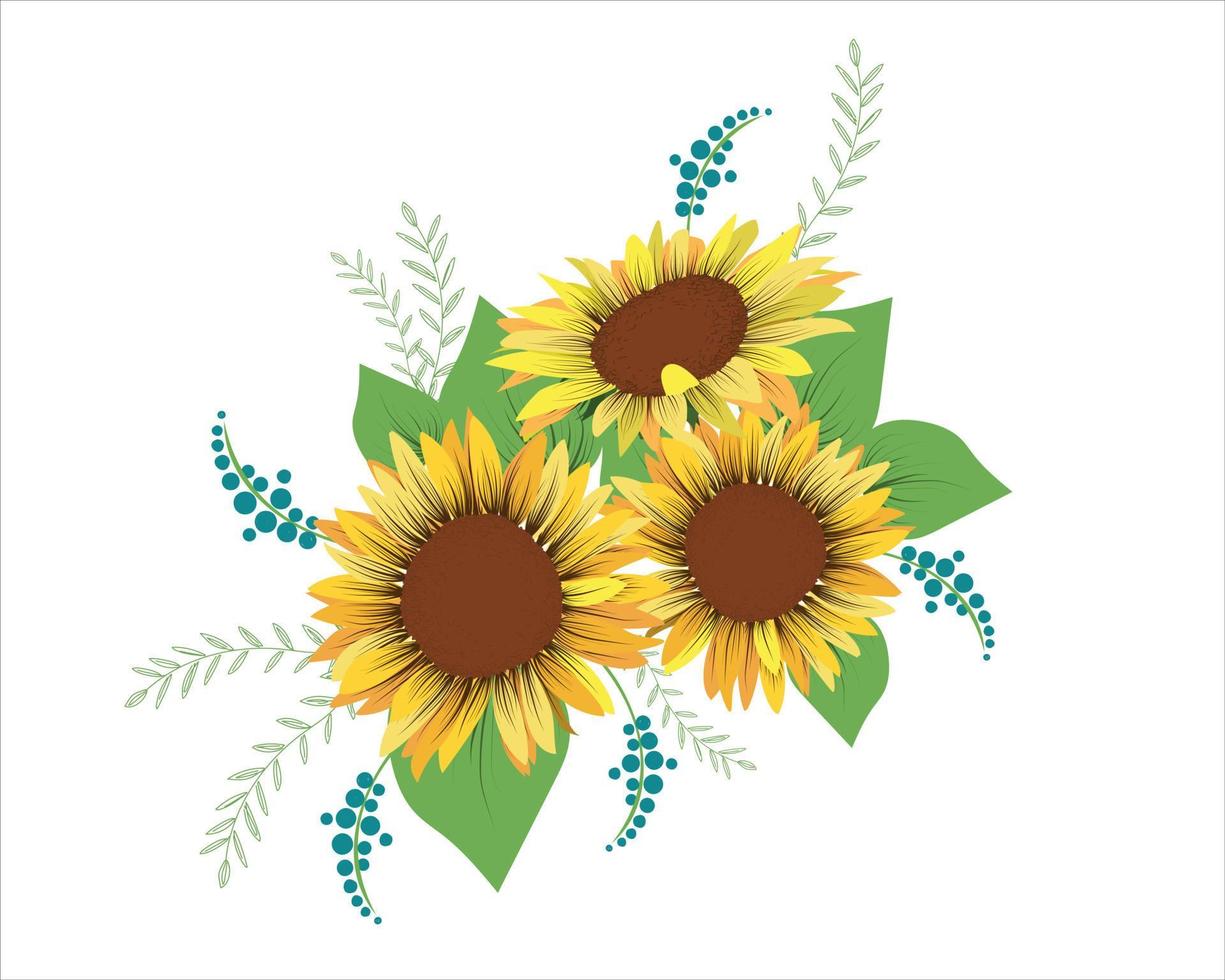 borde de girasol de diseño dibujado a mano vector