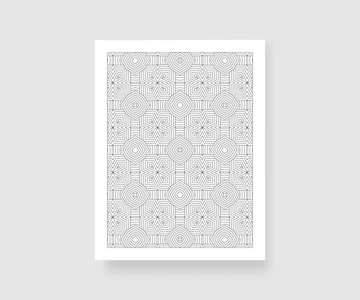 Geometric seamless pattern coloring pages linear drawing simple black and white background vector template