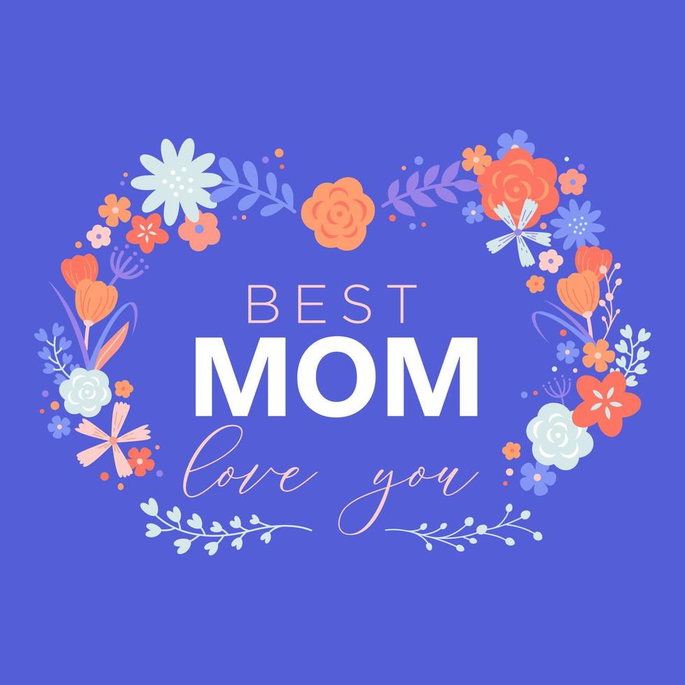 texto de saludo del día de la madre con ilustración de vector decorativo floral