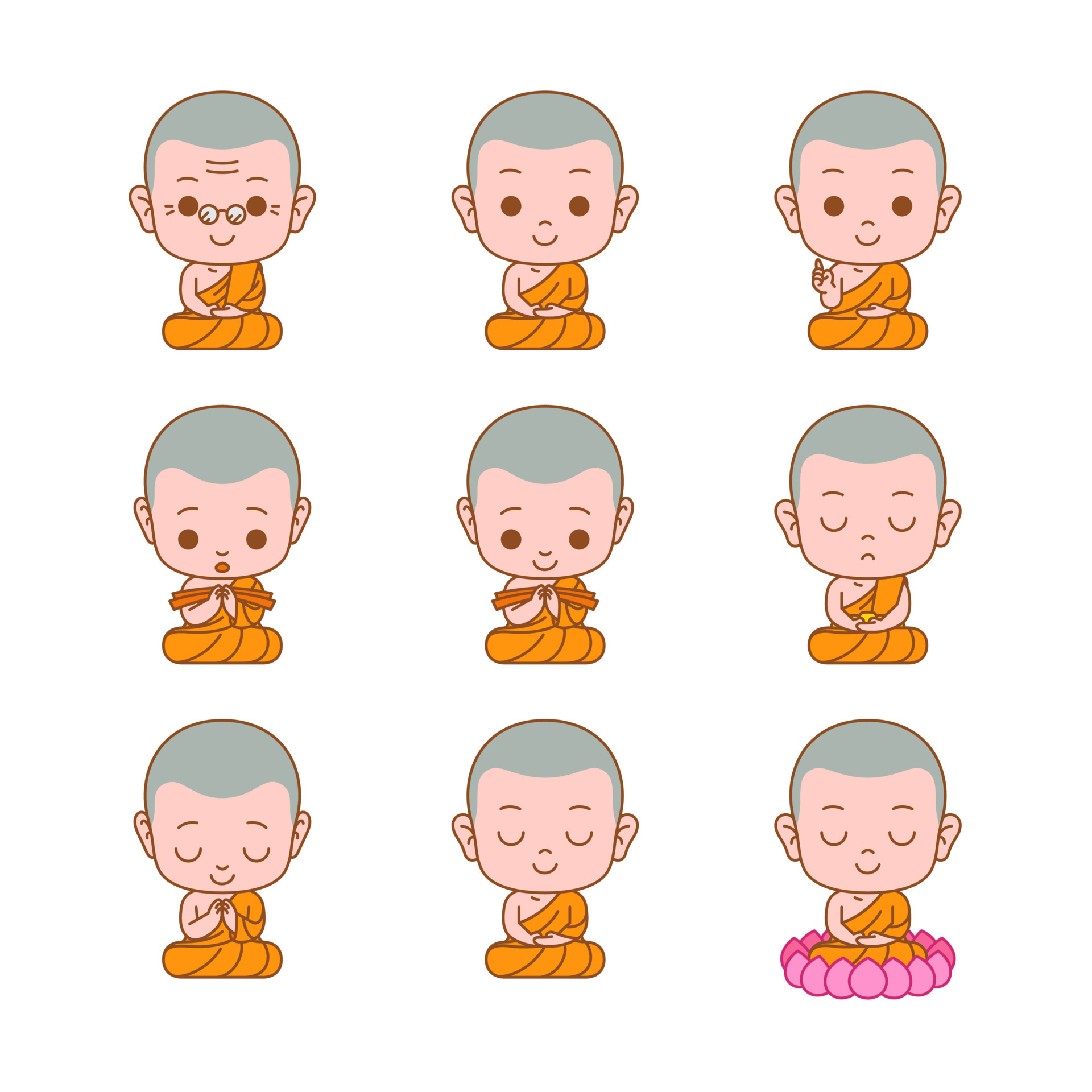 Cute monk cartoon outline color vector illustration 5598246 Vector Art at  Vecteezy