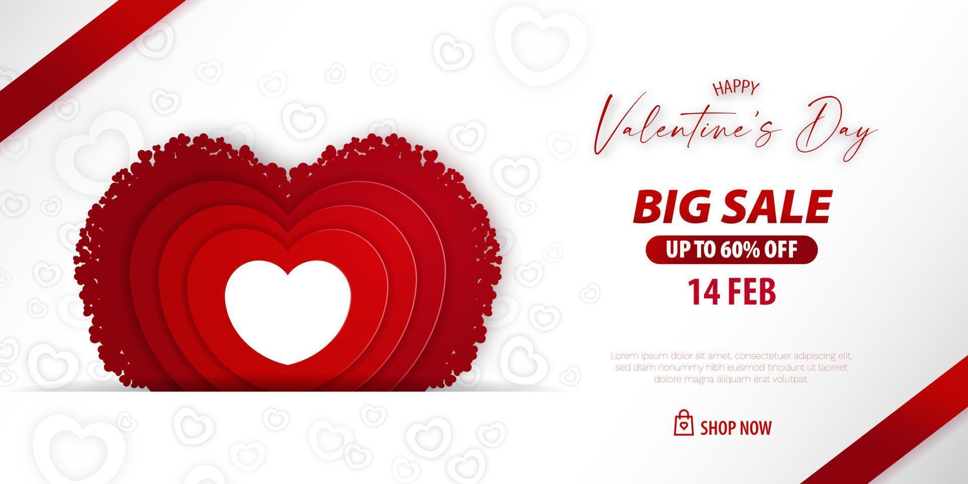 cupón de promoción de gran venta de san valentín vector