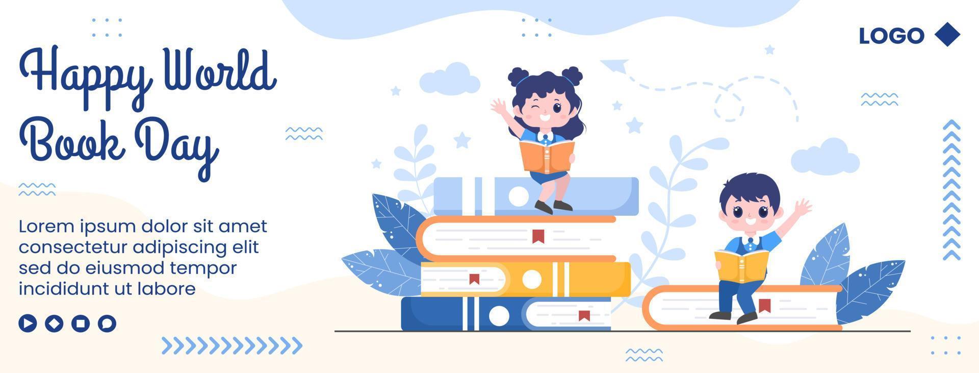 World Book Day Cover Template Flat Design Education Illustration Editable of Square Background Suitable for Social Media or Web Internet Ads vector