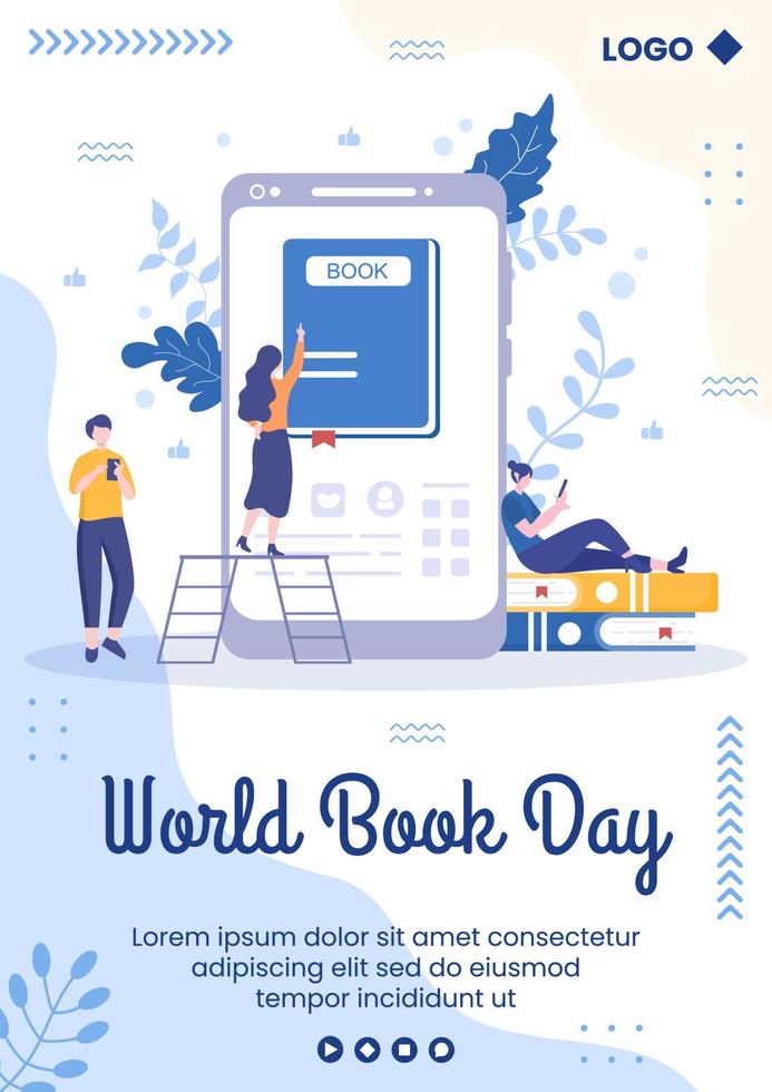 World Book Day Flyer Template Flat Design Education Illustration Editable of Square Background Suitable for Social Media or Web Internet Ads vector