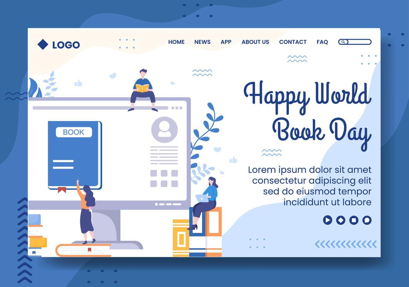 World Book Day Landing Page Template Flat Design Education Illustration Editable of Square Background Suitable for Social Media or Web Internet Ads vector