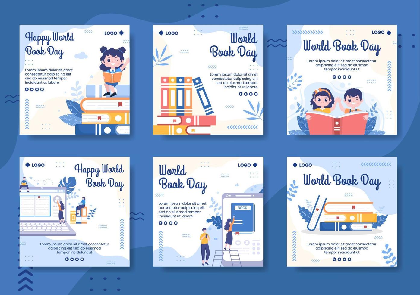 World Book Day Post Template Flat Design Education Illustration Editable of Square Background Suitable for Social Media or Web Internet Ads vector